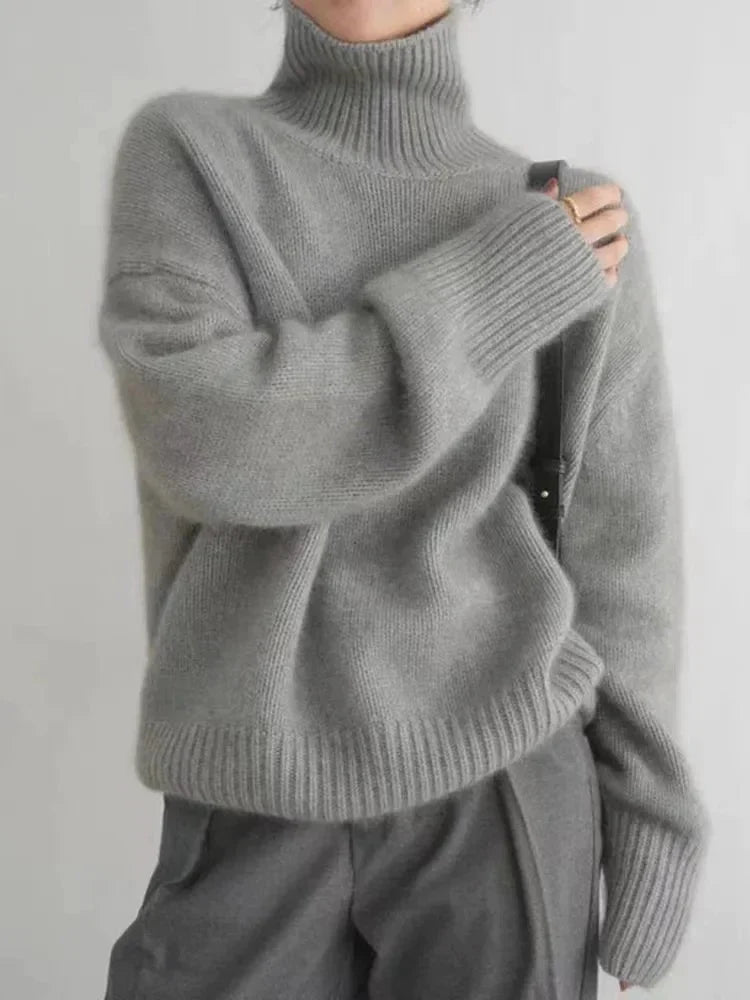 Maria™ | Suéter Casual de Cuello Alto - Beige - L