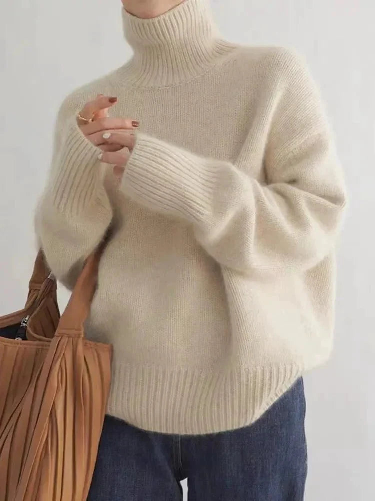 Maria™ | Suéter Casual de Cuello Alto - Beige - M