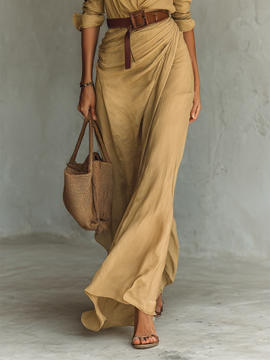 Victoria | Vestido largo casual - Caqui - XL