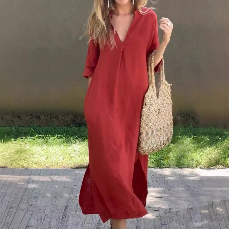 ELENA | Vestido de Verano Ligero y Elegante - Rojo - L