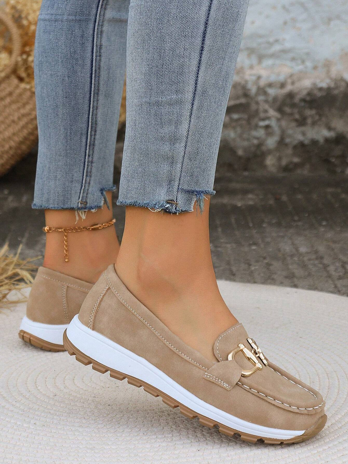 Daniela | Mocasines para Mujer con Plataforma y Hebilla - Topo - 40