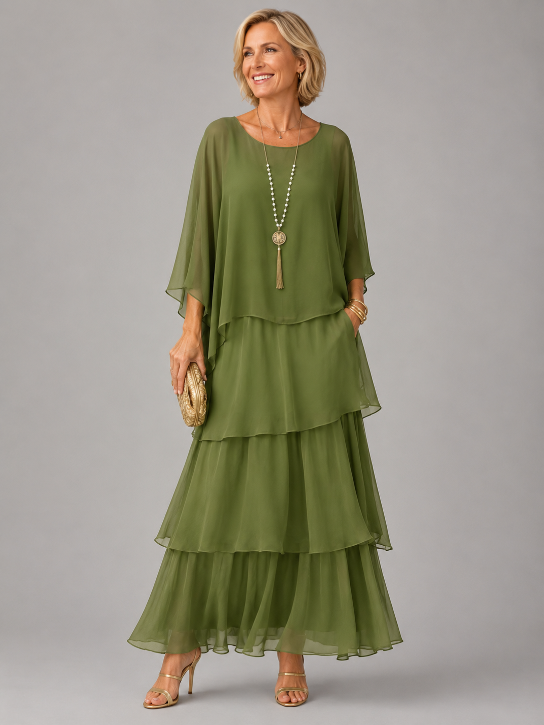 Lara™ | Vestido Maxi Elegante y Fluido - Verde Oscuro - M