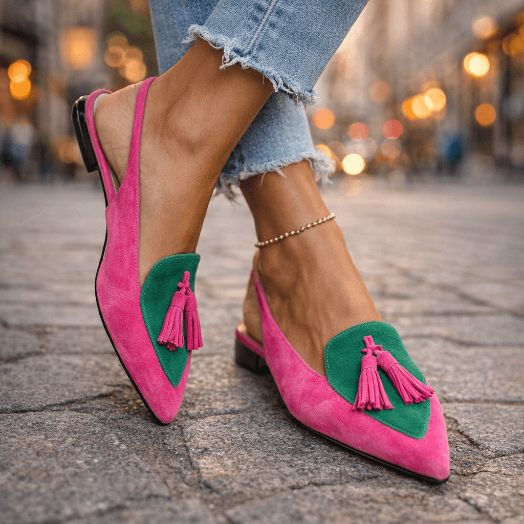 Elena | Sandalias para Mujer con Correas y Flecos - Naranja y Leopardo - 37
