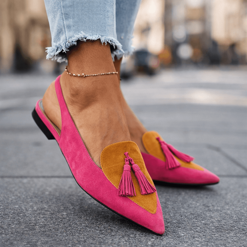 Elena | Sandalias para Mujer con Correas y Flecos - Naranja y Leopardo - 39