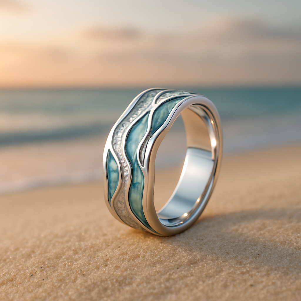 Ada | Anillo Ondas Turquesa en Plata