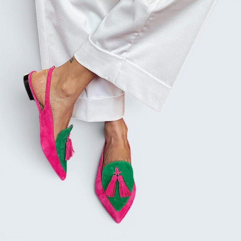 Loredana | Balerinas para Mujer con Flecos y Correa - Verde - 34