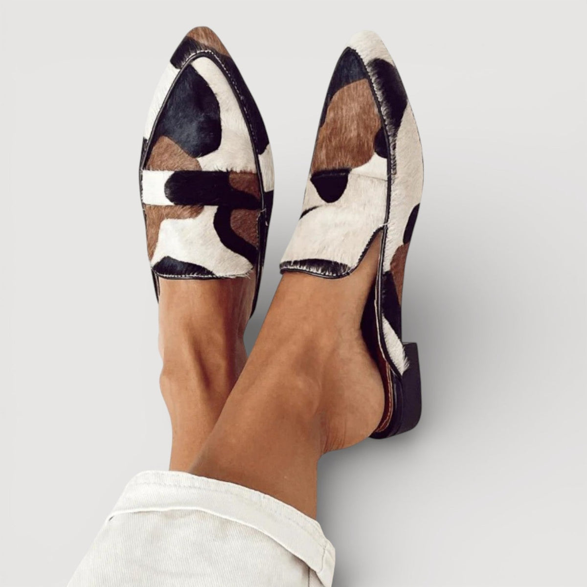 Maria | Mocasines para Mujer Estampado de Vaca - 35