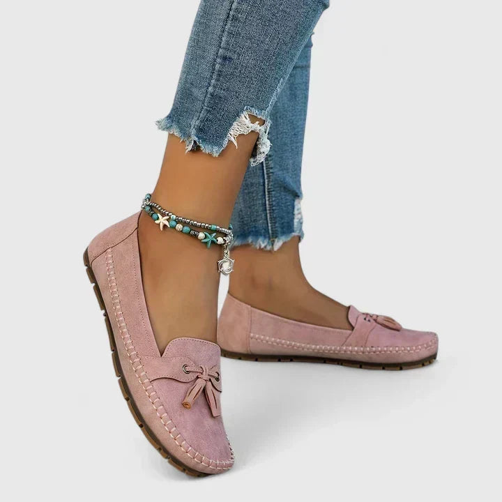 Maria | Mocasines para Mujer con Moño - Gris Oliva - 36