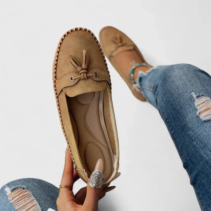 Maria | Mocasines para Mujer con Moño - Gris Oliva - 38