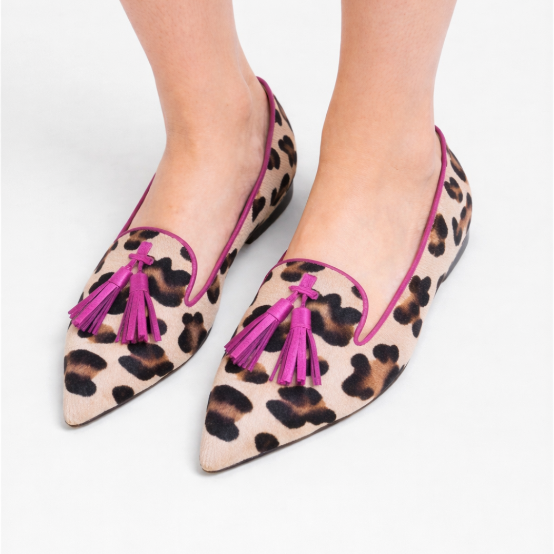 Mirella | Mocasines Clásicos para Mujer - Leopardo Rosa - 36