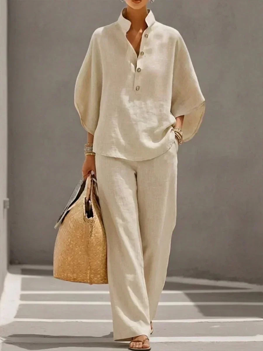 Maribel | Conjunto con Mangas Murciélago y Pantalón Ancho