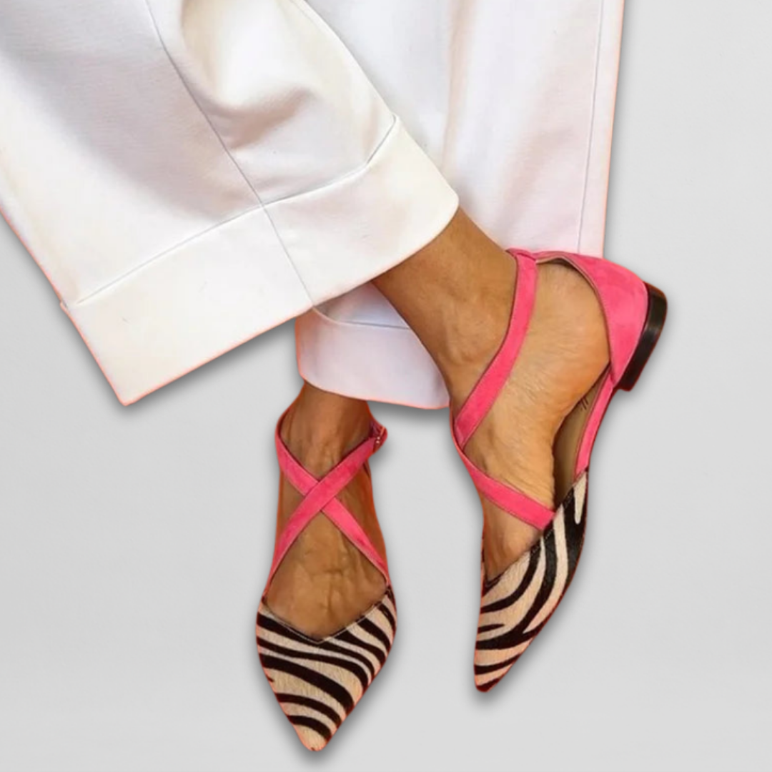 Ornella | Balerinas para Mujer con Correas - Negro y Blanco - 34