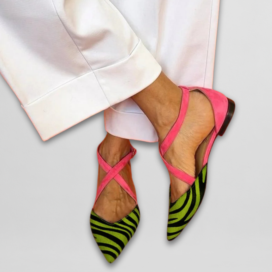 Ornella | Balerinas para Mujer con Correas - Negro y Blanco - 39