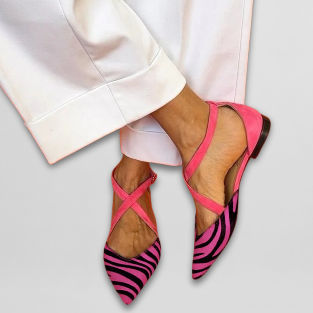 Ornella | Balerinas para Mujer con Correas - Negro y Blanco - 40