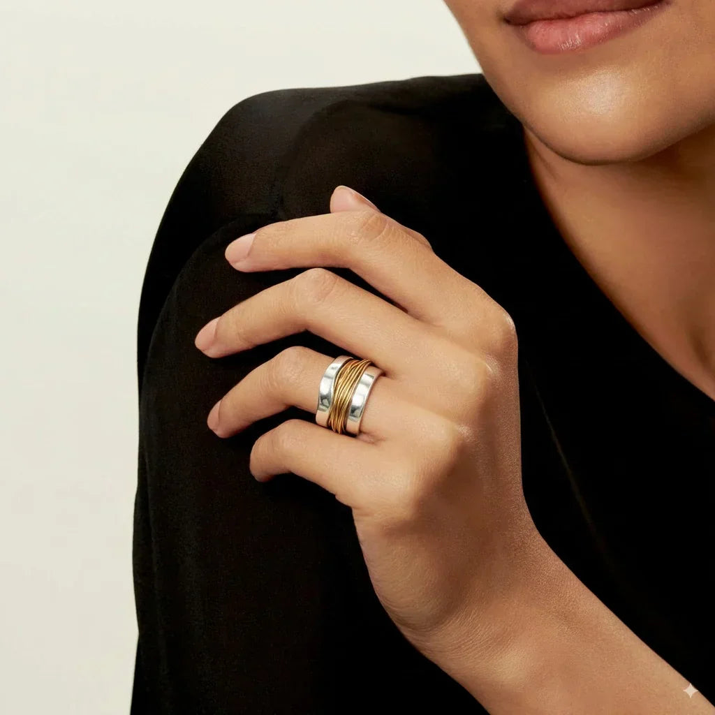 Candela | Anillo en Plata con Hilo Dorado