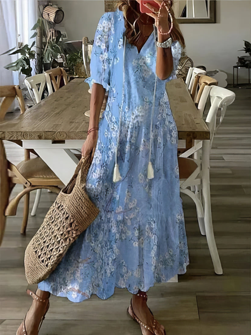 ÉLODIE | Vestido Bohemio Seductor y Cómodo - Azul - 2XL